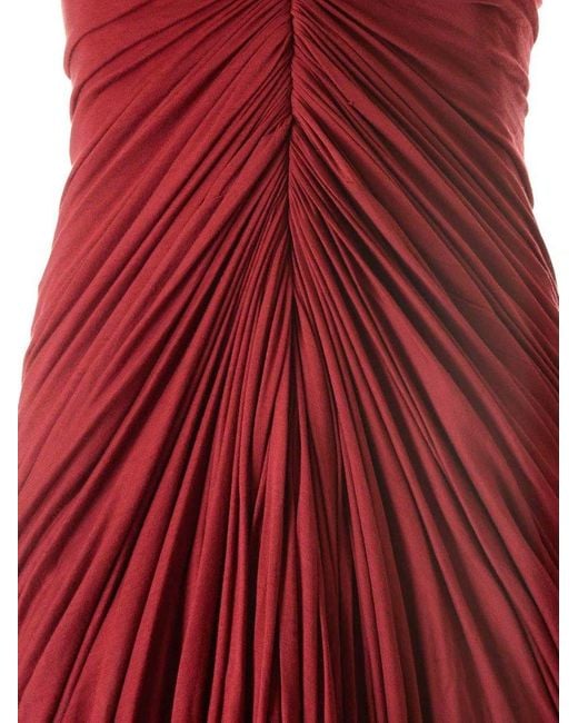Rick Owens Red Long Draped Bustier Dress