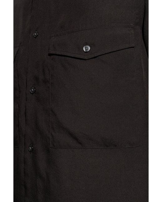 Emporio Armani Black Semi-sheer Hooded Buttoned Shirt for men