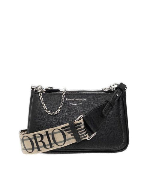 Emporio Armani Double Shoulder Bag in Black Lyst
