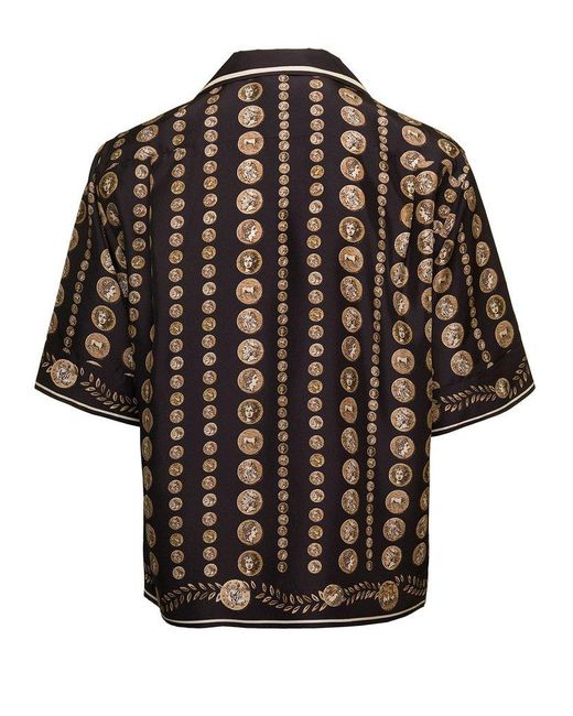 Dolce & Gabbana Black Coin Print Short-sleeved Shirt for men