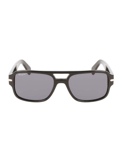 Ferragamo Gray Aviator Sunglasses for men