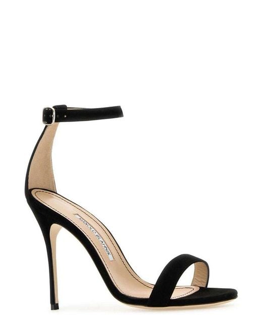 Manolo Blahnik Black Chaos Hill Round-Toe Sandals