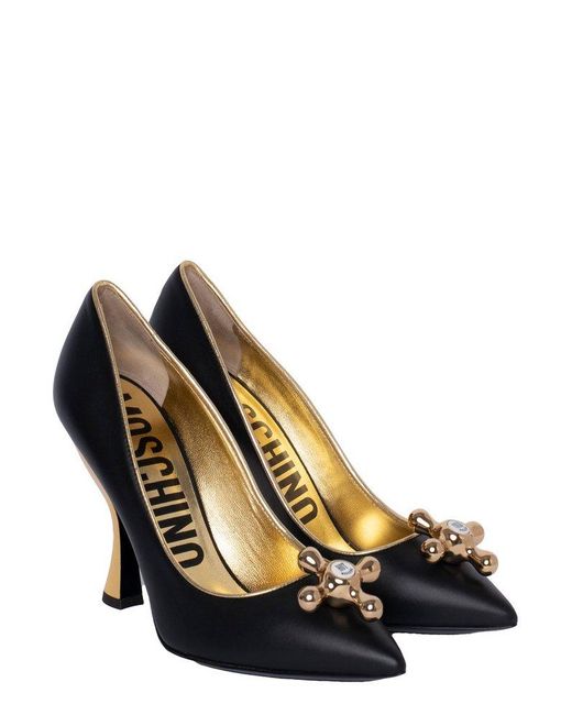 Moschino Blue Tap-detailed Pointed Toe Pumps