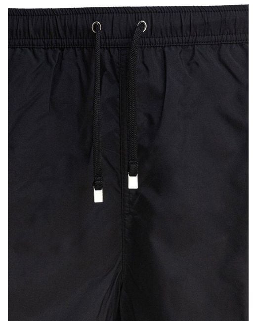 Zegna Black Logo-Embroidered Drawstring Swim Shorts for men