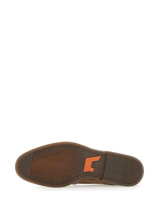 Santoni Brown Almond-Toe Slip-On Loafers for men