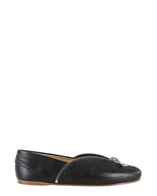 J.W. Anderson Black Biker Zip Detailed Ballerinas