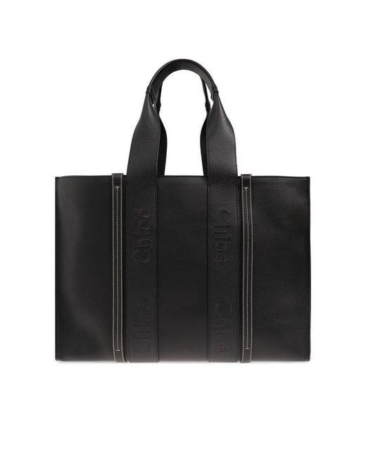 Chloé Black 'woody Large' Shopper Bag,