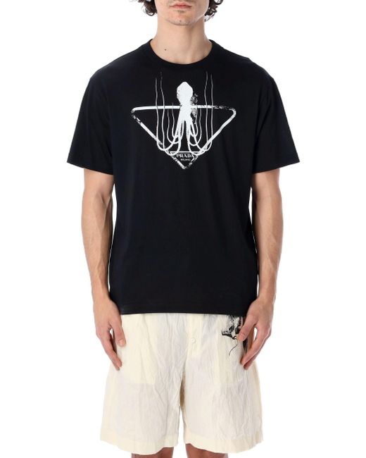 Prada Black Octopus Print T-shirt for men