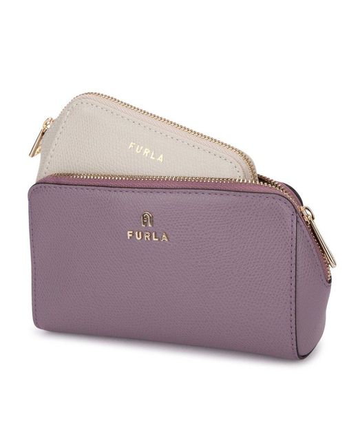 Furla Purple Camelia Zip-up Beauty Case