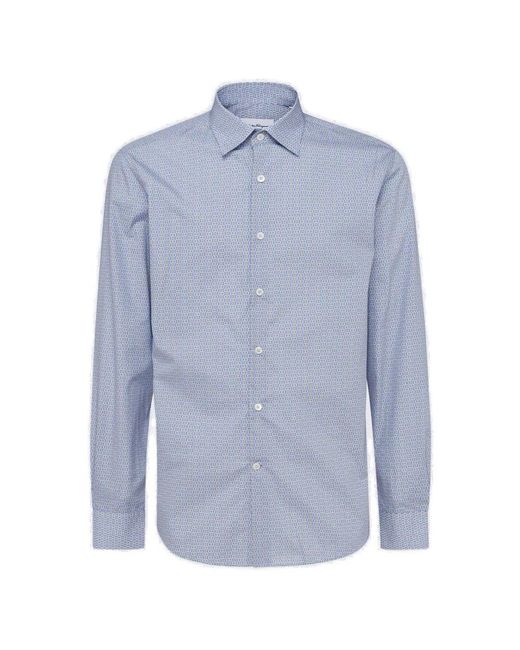 Ferragamo Light Blue Cotton Shirt for men