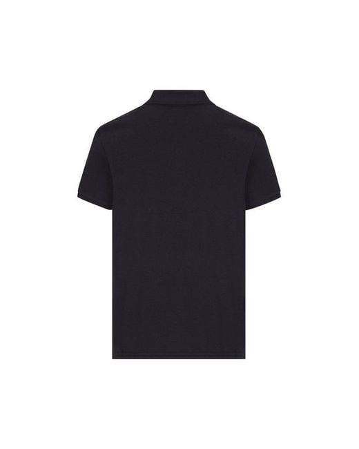 Moncler Blue Logo Patch Short-sleeved Polo Shirt for men