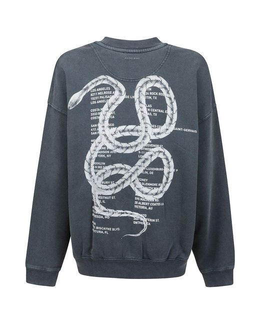 Anine Bing Gray Logo-Printed Crewneck Sweatshirt