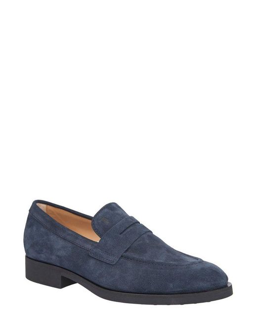 Tod's Blue Slip-on Almond-toe Loafers for men
