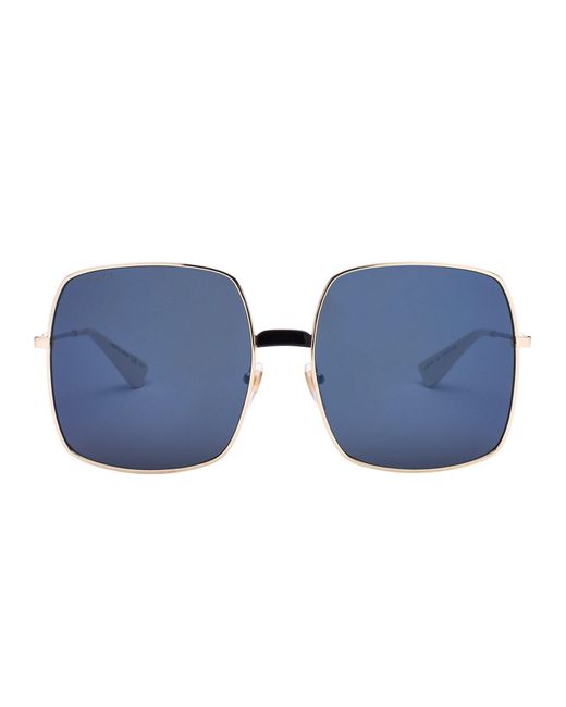 Gucci Metallic Oversized Square Framed Sunglasses
