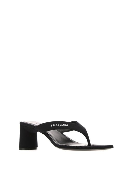 Balenciaga Black Double Square Thong Sandals