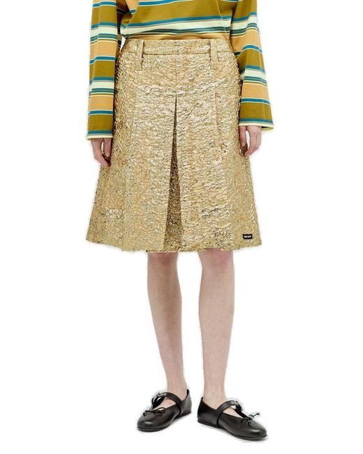 Miu Miu Natural Cloquet Lamé Jacquard Metallic Mini Skirt