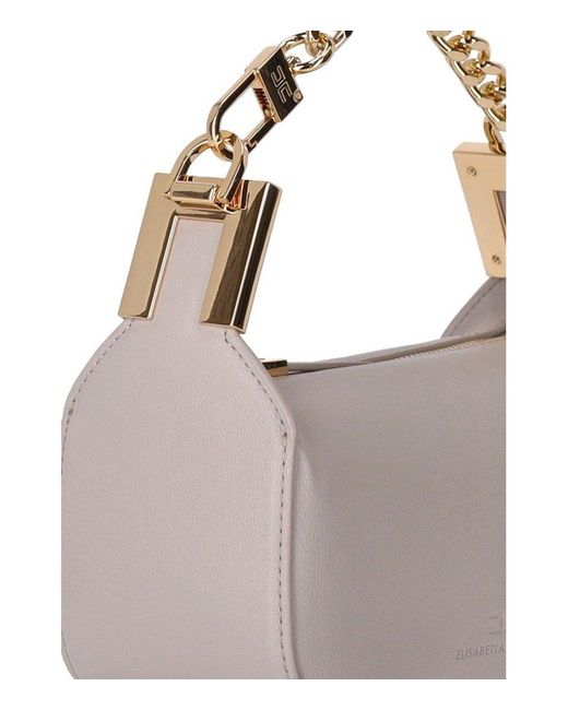 Elisabetta Franchi Gray Pearl Grey Mini Bag With Chain