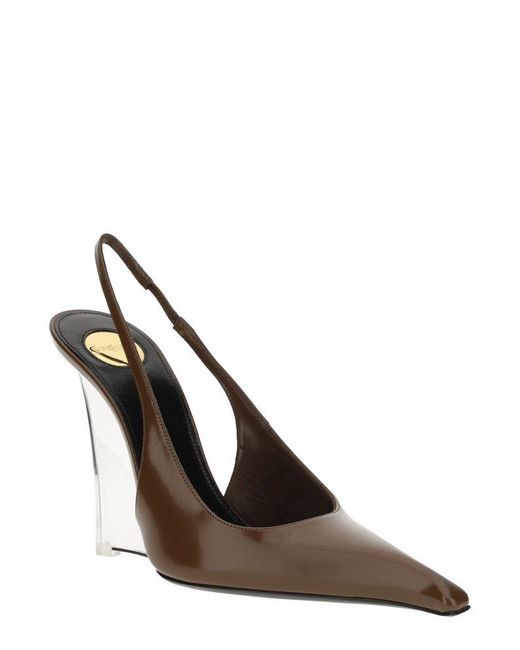 【送料&関税込】Saint Laurent miller Brown Slingback Pumps W Saint Laurent Miller Pointed Toe Slingback Pumps in Brown | Lyst