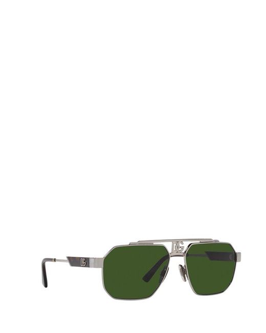 Dolce & Gabbana Green Pilot Frame Sunglasses for men