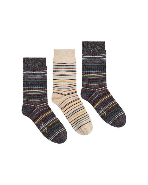 Paul Smith Black Three-Pack Of Cotton Socks With Lurex Thread
