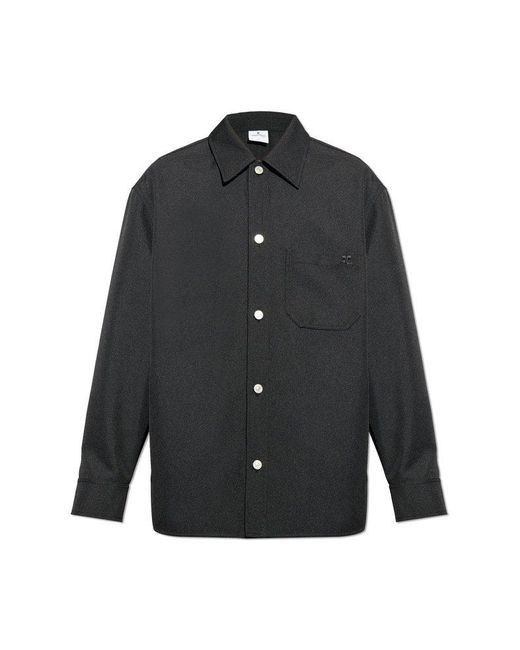 Courreges Black Retro Twill Oversized Shirt for men