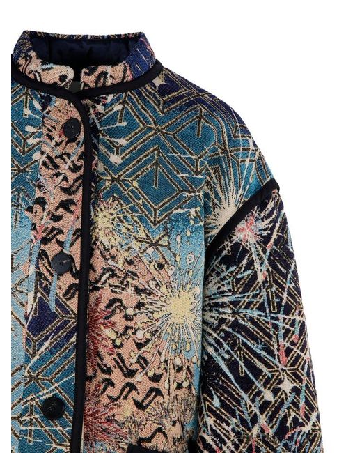 Forte Forte Green Abstract Printed Round-neck Coat
