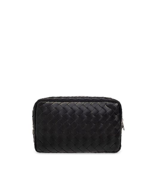 Bottega Veneta Black Intrecciato Zipped Handbag for men
