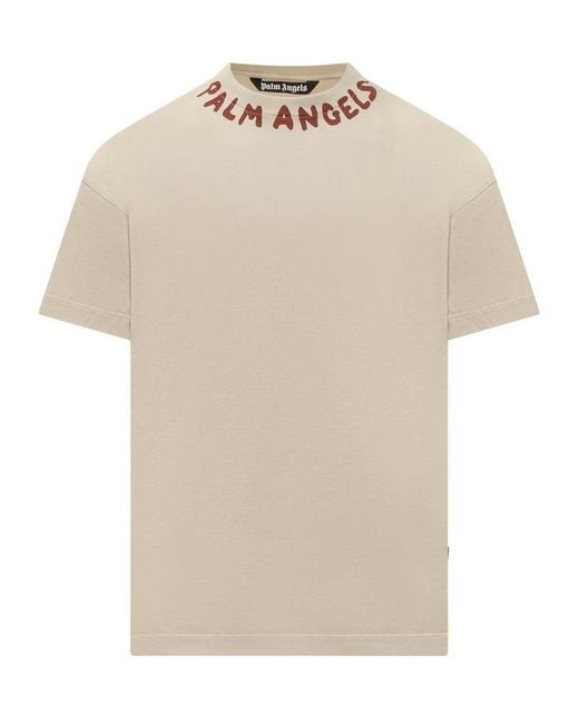 Palm Angels Natural Logo Printed Crewneck T-shirt for men