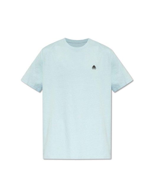 Moose Knuckles Blue T-shirt With Logo, for men