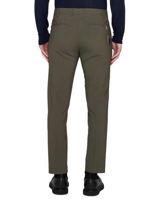 PT Torino Green Straight-leg Cropped Tailored Trousers for men
