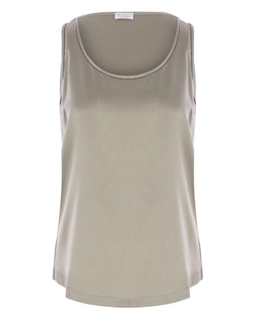 Brunello Cucinelli Gray Silk Tank Top