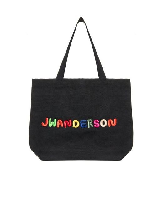 J.W. Anderson Black Logo Embroidered Top Handle Bag for men
