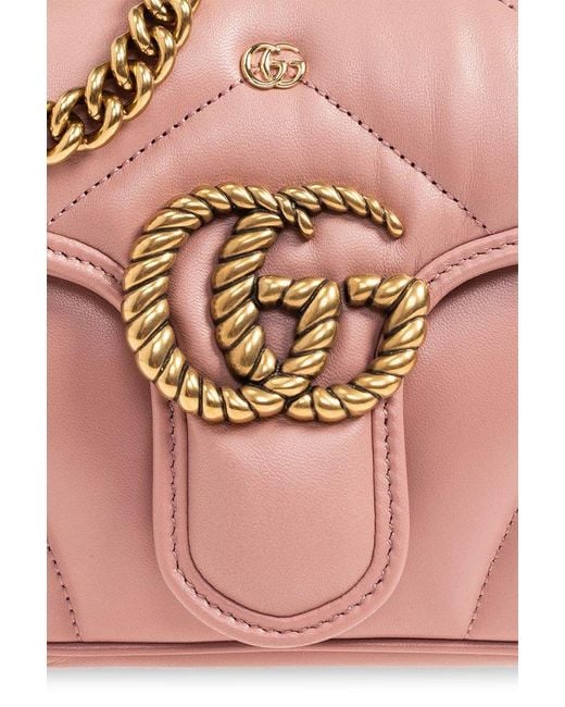 Gucci Pink 'GG Marmont Small' Quilted Shoulder Bag,