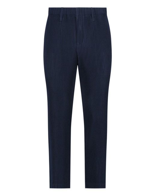 Homme Plissé Issey Miyake Blue Pleated Straight Leg Trousers for men