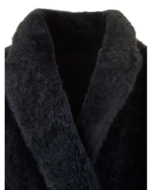Brunello Cucinelli Blue Shearling Coat Coats