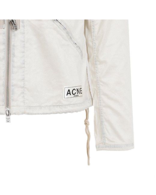 Acne White Logo Patch Zipped Jacket for men