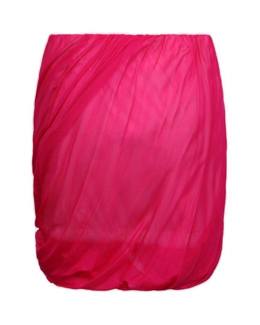 Helmut Lang Red Short Silk Skirt