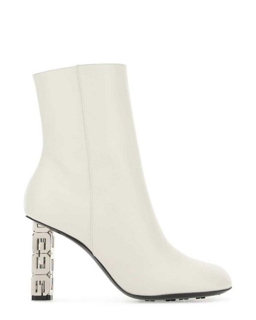 Givenchy White 4g Heel Zipped Ankle Boots