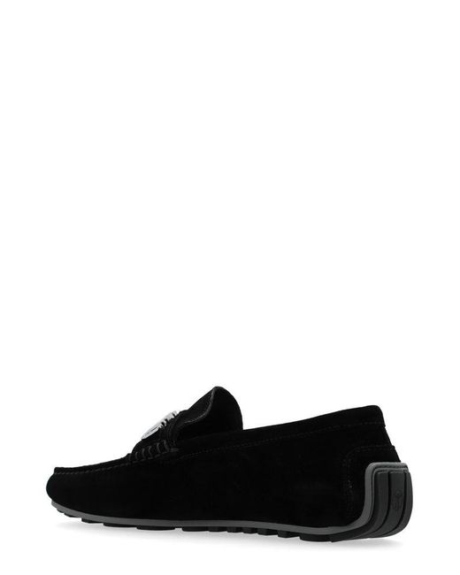 Moschino Black Logo-lettering Slip-on Moccasins for men