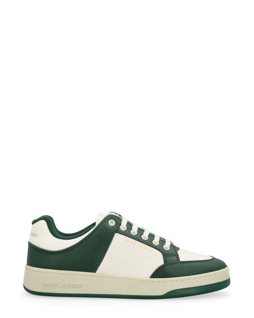 Saint Laurent Leather Sl/61 Round Toe Low-top Sneakers in Green for Men ...