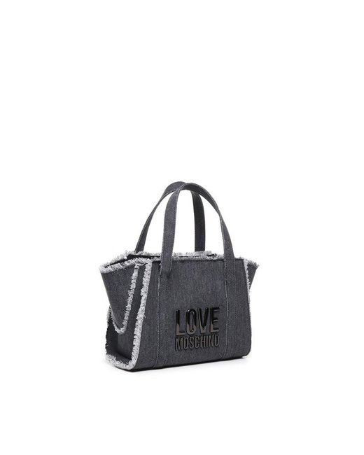 Love Moschino Blue Tote Bag With Fringes