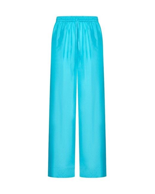 P.A.R.O.S.H. Blue Wide Leg Satin Trousers