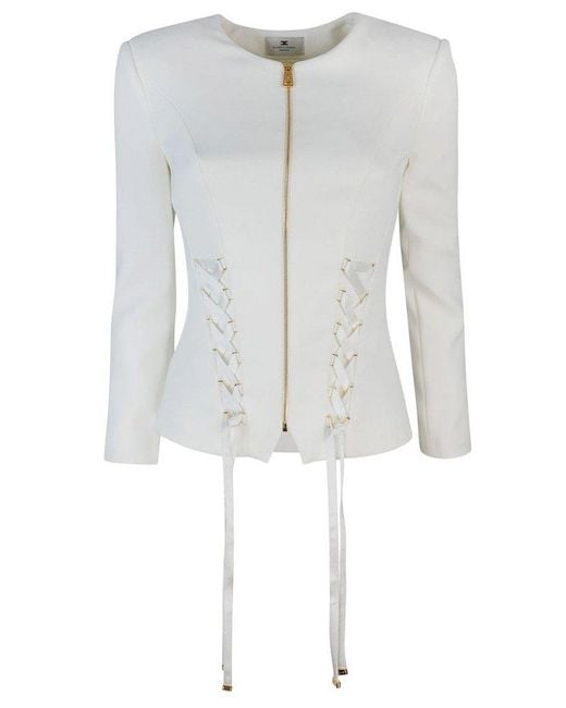 Elisabetta Franchi White Criss-Cross Laces Crêpe Jacket
