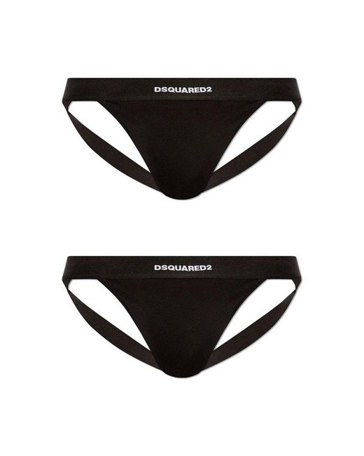 DSquared² Black Two-Pack Jockstraps for men