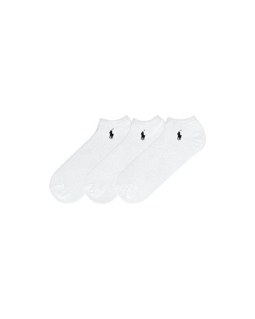 Polo Ralph Lauren Cotton Three-pack Logo Embroidered Ankle Socks in