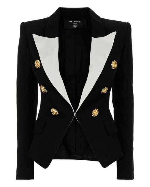 Balmain Black Roses Button Slim Fit Jacket