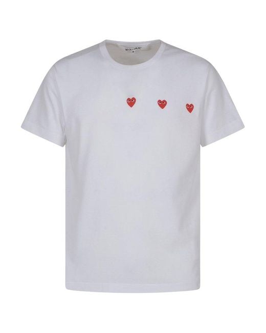 COMME DES GARÇONS PLAY White Triple Hearts T-Shirt for men