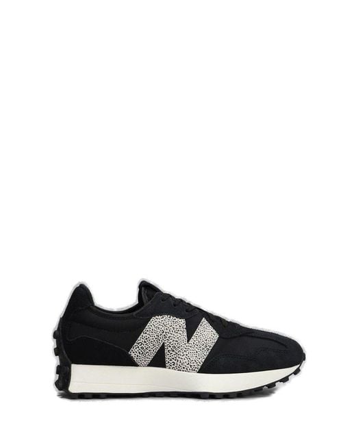 New Balance Black 327 Moombean Leopard Lace-up Sneakers