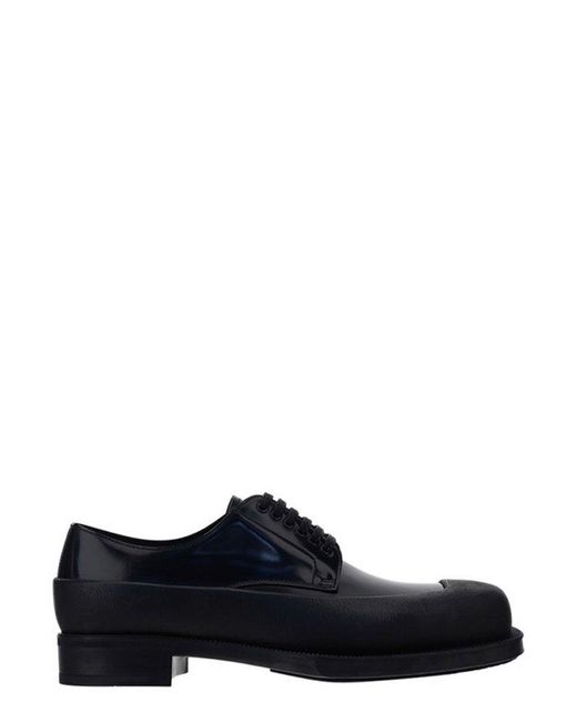 Prada Black Square Toe Lace-up Derby Shoes for men
