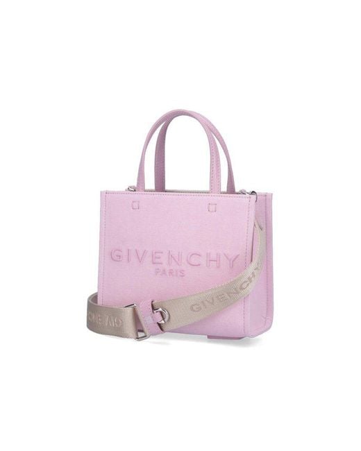 Givenchy Purple Logo Embroidered Top Handle Bag